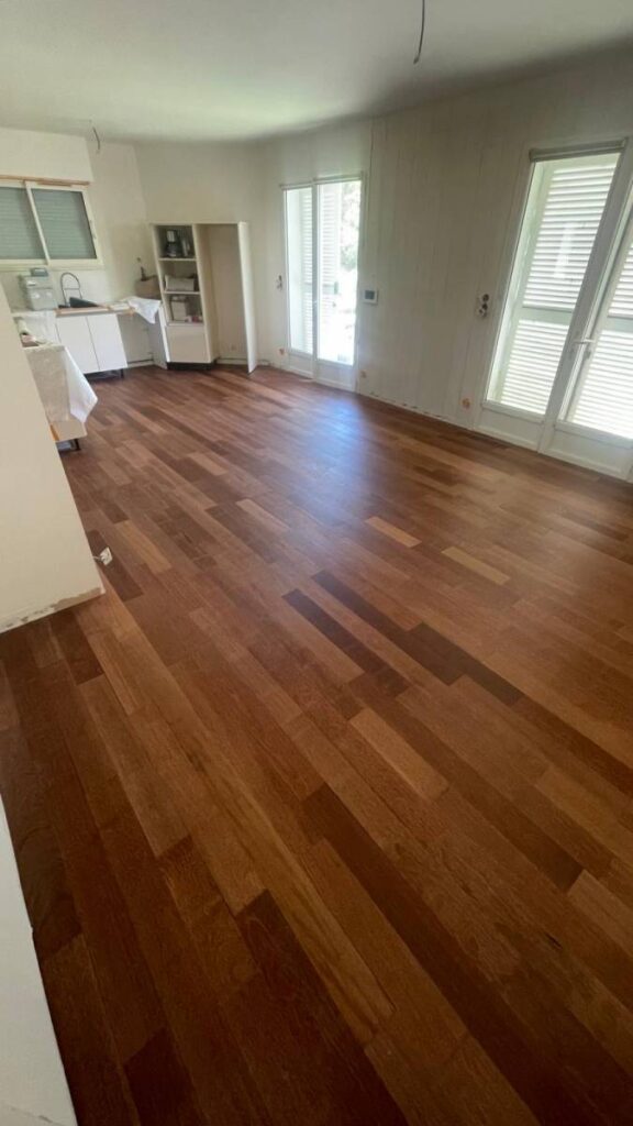 Ponçage parquet exotique et mise en huile