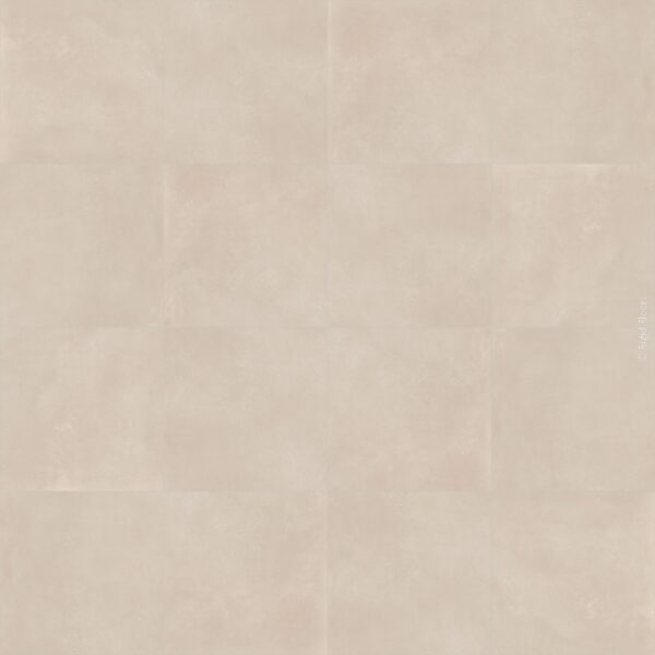Texture de dalles de sol en béton beige très pâle, disposées en grille 4x4 avec joints fins. Finition mate. Copyright Rigid Floors.