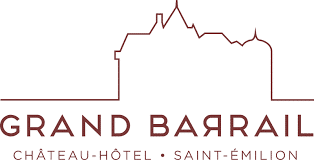 Grand Barrail Château-Hôtel Saint-Émilion | Logo officiel. Logo stylisé Grand Barrail Château-Hôtel Saint-Émilion. Ligne d'horizon du château en bordeaux, typographie sophistiquée.